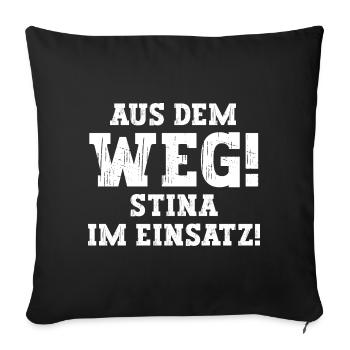 Stina Lustiger Spruch Vorname Name Stina - Sofakissenbezug 45 x 45 cm - Schwarz - Vorne