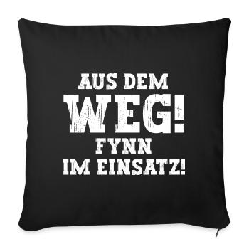 Fynn Lustiger Spruch Vorname Name Fynn - Sofakissenbezug 45 x 45 cm - Schwarz - Vorne