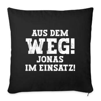 Jonas Lustiger Spruch Vorname Name Jonas - Sofakissenbezug 45 x 45 cm - Schwarz - Vorne