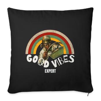 Pilote bonnes vibes expert - Housse de coussin décorative 45 x 45 cm - noir - Devant