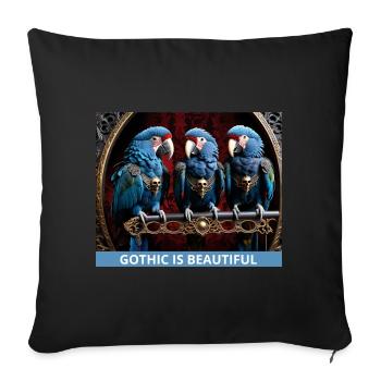 Gothic Blue Parrots - Sofa pillowcase 17,3'' x 17,3'' (45 x 45 cm) - black - Front