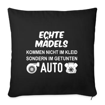 Echte Mädels kommen im getunten Auto - Sofakissenbezug 45 x 45 cm - Schwarz - Vorne