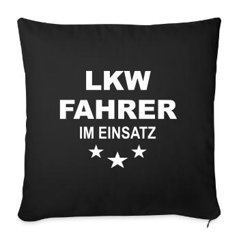 Lkw Fahrer im Einsatz - Sofakissenbezug 45 x 45 cm - Schwarz - Vorne