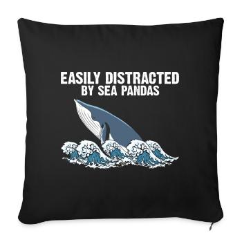 Baleines Baleines Océan Marine Biologiste Marin Plongeur Plongeurs - Housse de coussin décorative 45 x 45 cm - noir - Devant