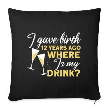 12. Geburtstag Bier Trinken Mutter Mama - Sofakissenbezug 45 x 45 cm - Schwarz - Vorne