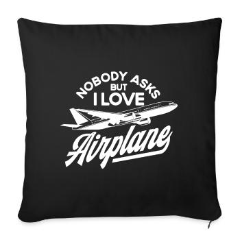 Cadeau d’atterrissage d’avion de pilote d’avion d’avion - Housse de coussin décorative 45 x 45 cm - noir - Devant