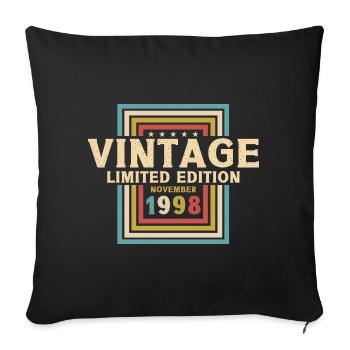25th Birthday Vintage November Vintage 1998 - Sofa pillowcase 17,3'' x 17,3'' (45 x 45 cm) - black - Front