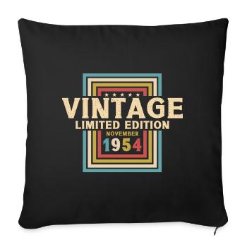 69th Birthday Vintage November Vintage 1954 - Sofa pillowcase 17,3'' x 17,3'' (45 x 45 cm) - black - Front