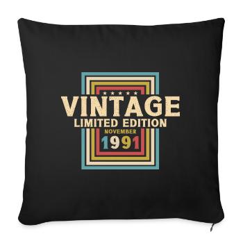 32ème Anniversaire Millésime Novembre Millésime 1991 - Housse de coussin décorative 45 x 45 cm - noir - Devant