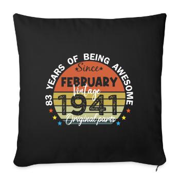 83 Years Old Made In 1941 Vintage February 1941 - Sofa pillowcase 17,3'' x 17,3'' (45 x 45 cm) - black - Front