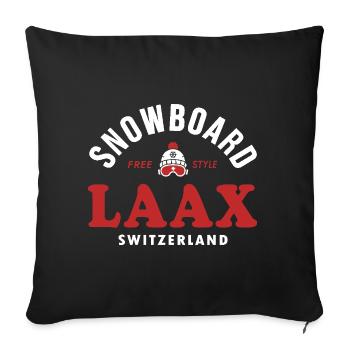 Laax Souvenir station ski snowboard Suisse Alpes - Housse de coussin décorative 45 x 45 cm - noir - Devant
