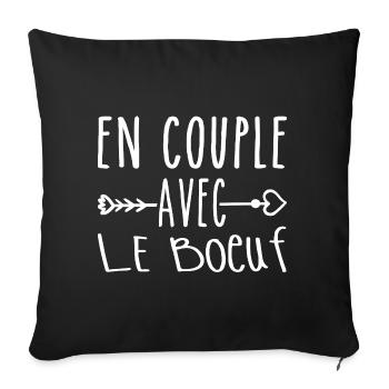 En Couple avec Boeuf, cadeau Fans de Boeuf - Housse de coussin décorative 45 x 45 cm - noir - Devant