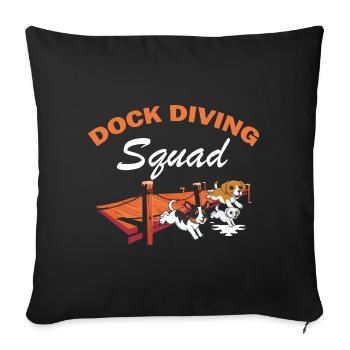 Dock Diving Design für Dog Jumping und Dock Dog - Sofakissenbezug 45 x 45 cm - Schwarz - Vorne