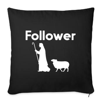 Jésus disciple Parabole de la brebis perdue - Housse de coussin décorative 45 x 45 cm - noir - Devant