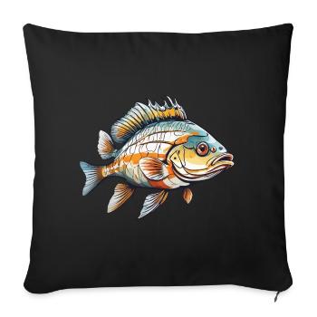 Fish Design Hobby Fishing Fishing Fish Lovers - Sofa pillowcase 17,3'' x 17,3'' (45 x 45 cm) - black - Front