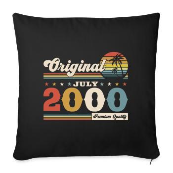 24. Geburtstag Original Juli 2000 Jahrgang 2000 - Sofakissenbezug 45 x 45 cm - Schwarz - Vorne