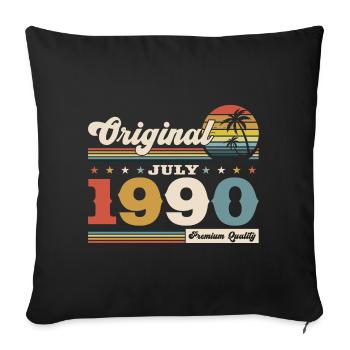 34th Birthday Original July 1990 Vintage 1990 - Sofa pillowcase 17,3'' x 17,3'' (45 x 45 cm) - black - Front