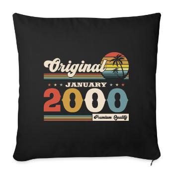 25e anniversaire Original Janvier Année 2000 - Housse de coussin décorative 45 x 45 cm - noir - Devant