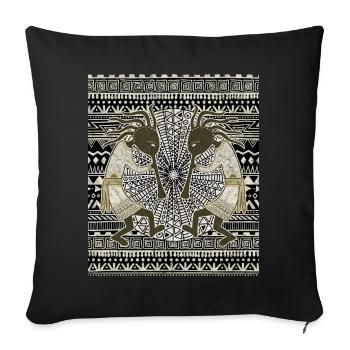 Native American Kokopelli Musicans - Mandala 1 - Sofa pillowcase 17,3'' x 17,3'' (45 x 45 cm) - black - Front