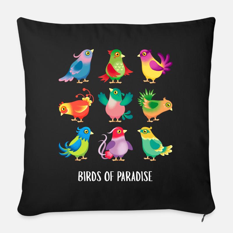 Paradiesvögel 2 - Sofakissenbezug 45 x 45 cm - Schwarz