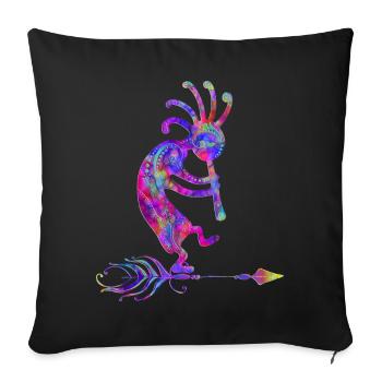 Native American Kokopelli With Feather 2 - Housse de coussin décorative 45 x 45 cm - noir - Devant