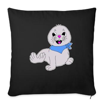 Seehund Aufkleber - Sofakissenbezug 45 x 45 cm - Schwarz - Vorne