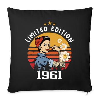 Retro Birth Year 1961 Vintage Birthday 1961 - Sofa pillowcase 17,3'' x 17,3'' (45 x 45 cm) - black - Front