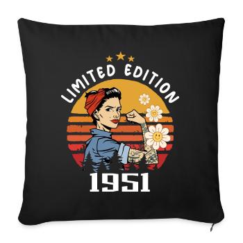 Retro Birth Year 1951 Vintage Birthday 1951 - Sofa pillowcase 17,3'' x 17,3'' (45 x 45 cm) - black - Front
