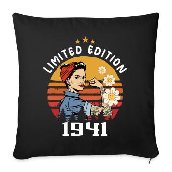 Rétro Année de naissance 1941 Vintage Anniversaire 1941 - Housse de coussin décorative 45 x 45 cm - noir - Devant