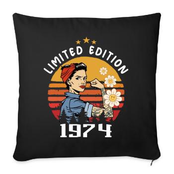 Retro Birth Year 1974 Vintage Birthday 1974 - Sofa pillowcase 17,3'' x 17,3'' (45 x 45 cm) - black - Front