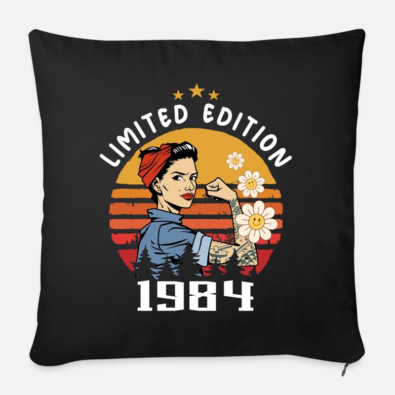 Retro Geburtsjahr 1984 Vintage Geburtstag 1984 - Sofakissenbezug 45 x 45 cm - Schwarz