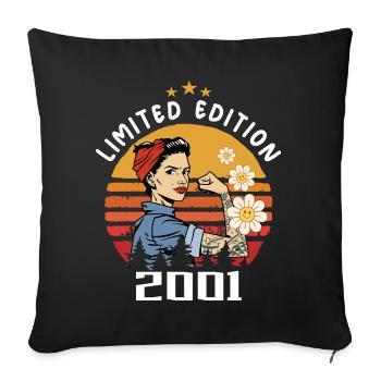 Retro Birth Year 2001 Vintage Birthday 2001 - Sofa pillowcase 17,3'' x 17,3'' (45 x 45 cm) - black - Front