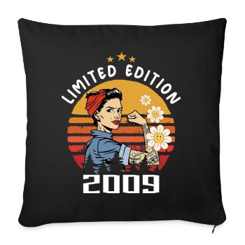 Rétro Année de naissance 2009 Millésime Anniversaire 2009 - Housse de coussin décorative 45 x 45 cm - noir - Devant