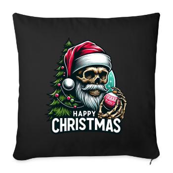 Crâne de Père Noël avec ornement de Noël - Housse de coussin décorative 45 x 45 cm - noir - Devant