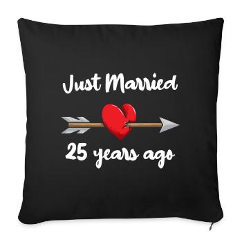 Je viens de me marier il y a des années 25e anniversaire de mariage - Housse de coussin décorative 45 x 45 cm - noir - Devant