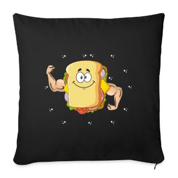 Bodybuilding Sandwich Fitness Gym Food - Sofa pillowcase 17,3'' x 17,3'' (45 x 45 cm) - black - Front