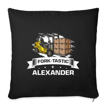 Warehouse drivers and warehouse workers for forklifts - Sofa pillowcase 17,3'' x 17,3'' (45 x 45 cm) - black - Front