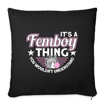 Crossdressing Anime Femboy - Sofa pillowcase 17,3'' x 17,3'' (45 x 45 cm) - black - Front