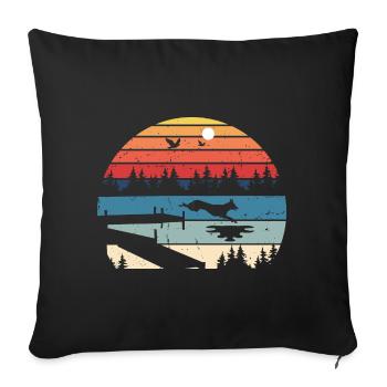 Conception de plongée à quai pour le saut de chien et le chien de quai - Housse de coussin décorative 45 x 45 cm - noir - Devant