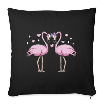 Valentine's Day Flamingo February 14 Pink Flamingo - Sofa pillowcase 17,3'' x 17,3'' (45 x 45 cm) - black - Front