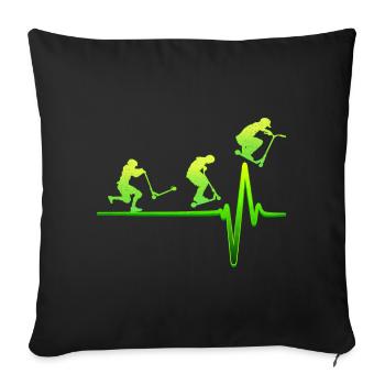 Stunt Scooter EKG Herzschlag Tretroller Geschenk - Sofakissenbezug 45 x 45 cm - Schwarz - Vorne