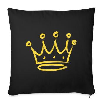 Couronne - grafitti jaune, coup de pinceau doré - Housse de coussin décorative 45 x 45 cm - noir - Devant