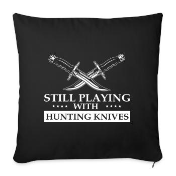Jeux avec couteau de chasse Collectionneur de couteaux Fan de couteaux - Housse de coussin décorative 45 x 45 cm - noir - Devant