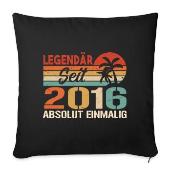 Original 2016 Jahrgang Vintage Geburtstag 2016 - Sofakissenbezug 45 x 45 cm - Schwarz - Vorne