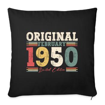 75ème anniversaire cadeau mari Original février 1950 - Housse de coussin décorative 45 x 45 cm - noir - Devant