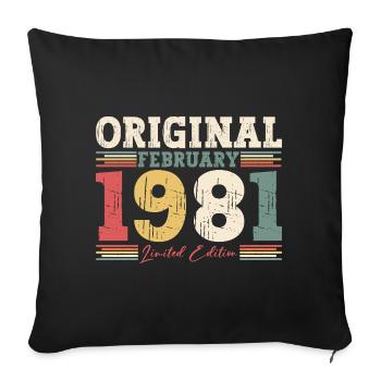 44ème anniversaire cadeau mari Original février 1981 - Housse de coussin décorative 45 x 45 cm - noir - Devant