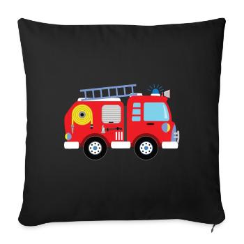 Camion de pompiers voiture de pompiers - Housse de coussin décorative 45 x 45 cm - noir - Devant