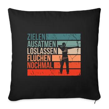 Bogenschützen Pfeil & Bogen Geschenk - Sofakissenbezug 45 x 45 cm - Schwarz - Vorne