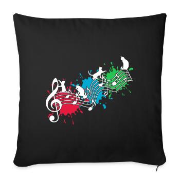 Drôle de chats De la musique de couleur - Housse de coussin décorative 45 x 45 cm - noir - Devant