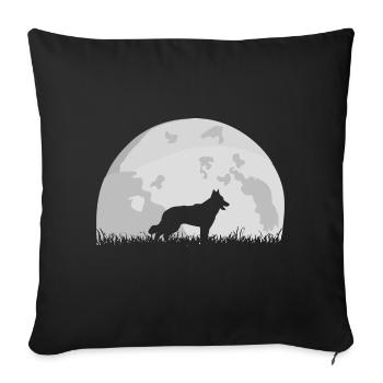 Swiss White Shepherd Full Moon - Sofa pillowcase 17,3'' x 17,3'' (45 x 45 cm) - black - Front